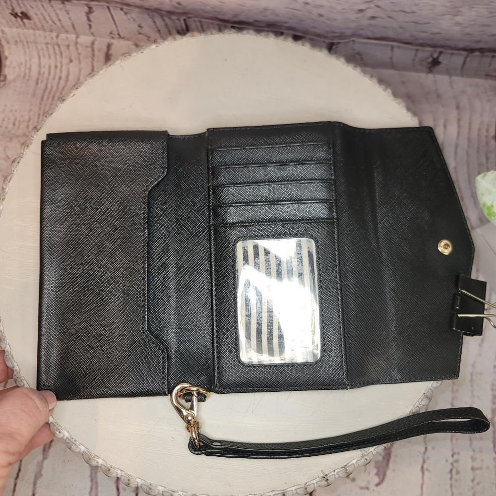 Kate Spade Black Saffiano Leather Wristlet Trifold Wallet - Picture 7 of 12